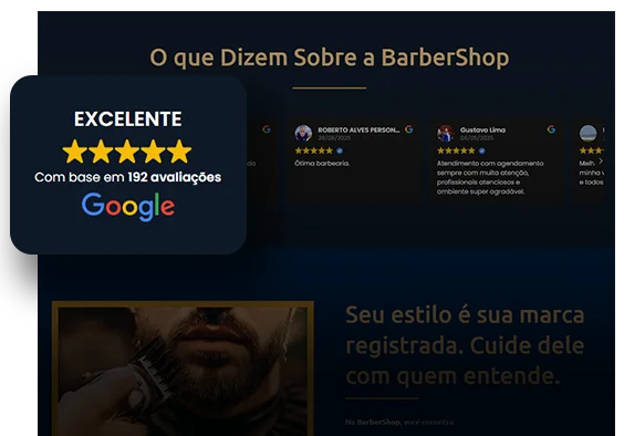 Avaliações do Google no site da barbearia