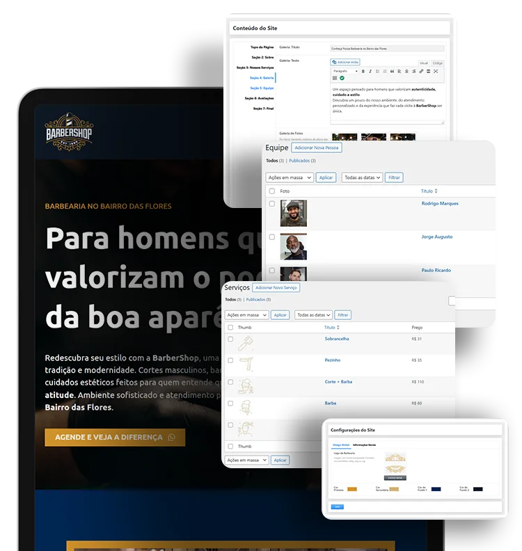 Autonomia na edição do site da barbearia