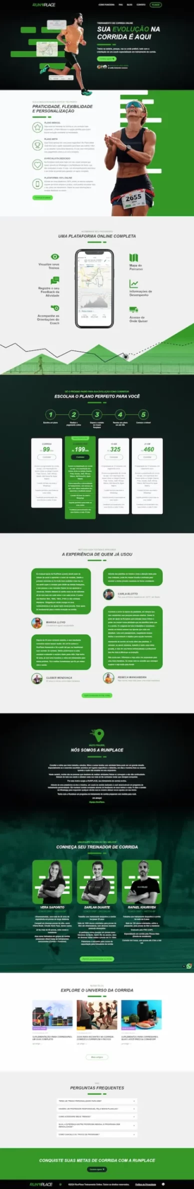 Desenvolvimento de site e blog profissional para treinamento de corrida